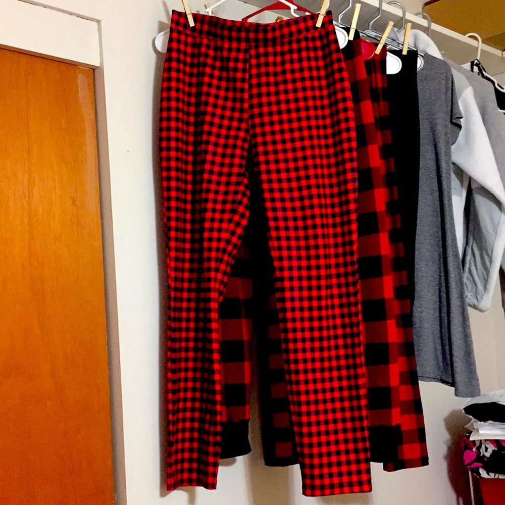 Red and black buffalo plaid pants